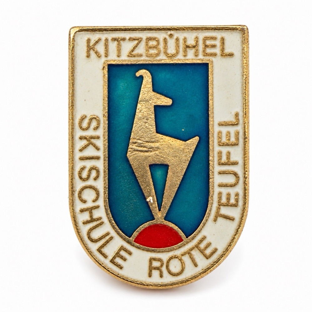 Vintage Kitzbuhel Rote Teufel Ski School Austria Enamel Lapel Pin Badge